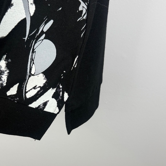 Tricotto Black Gray White Graphic Words Short Sleeve Oversized Tunic Dress - Picture 11 of 15